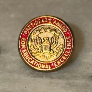 Gold and Red Educational Excellence Pin